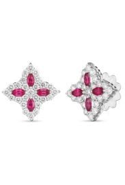 18K GOLD DIA amp RUBY PRINCESS FLOWER MEDIUM SIZE STUD EARRING at Roberto Coin